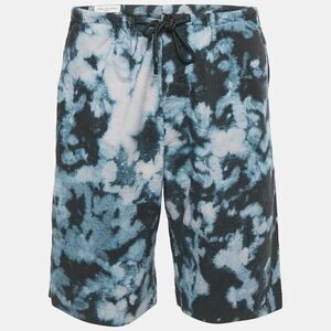Dries Van Noten Blue Abstract Print Cotton Shorts Xs